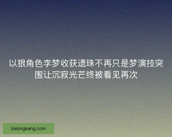 以狠角色李梦收获遗珠不再只是梦演技突围让沉寂光芒终被看见再次